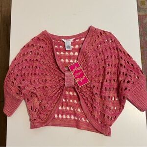 Fun vintage y2k NWT candies pink knit shimmer shaw/blouse size M